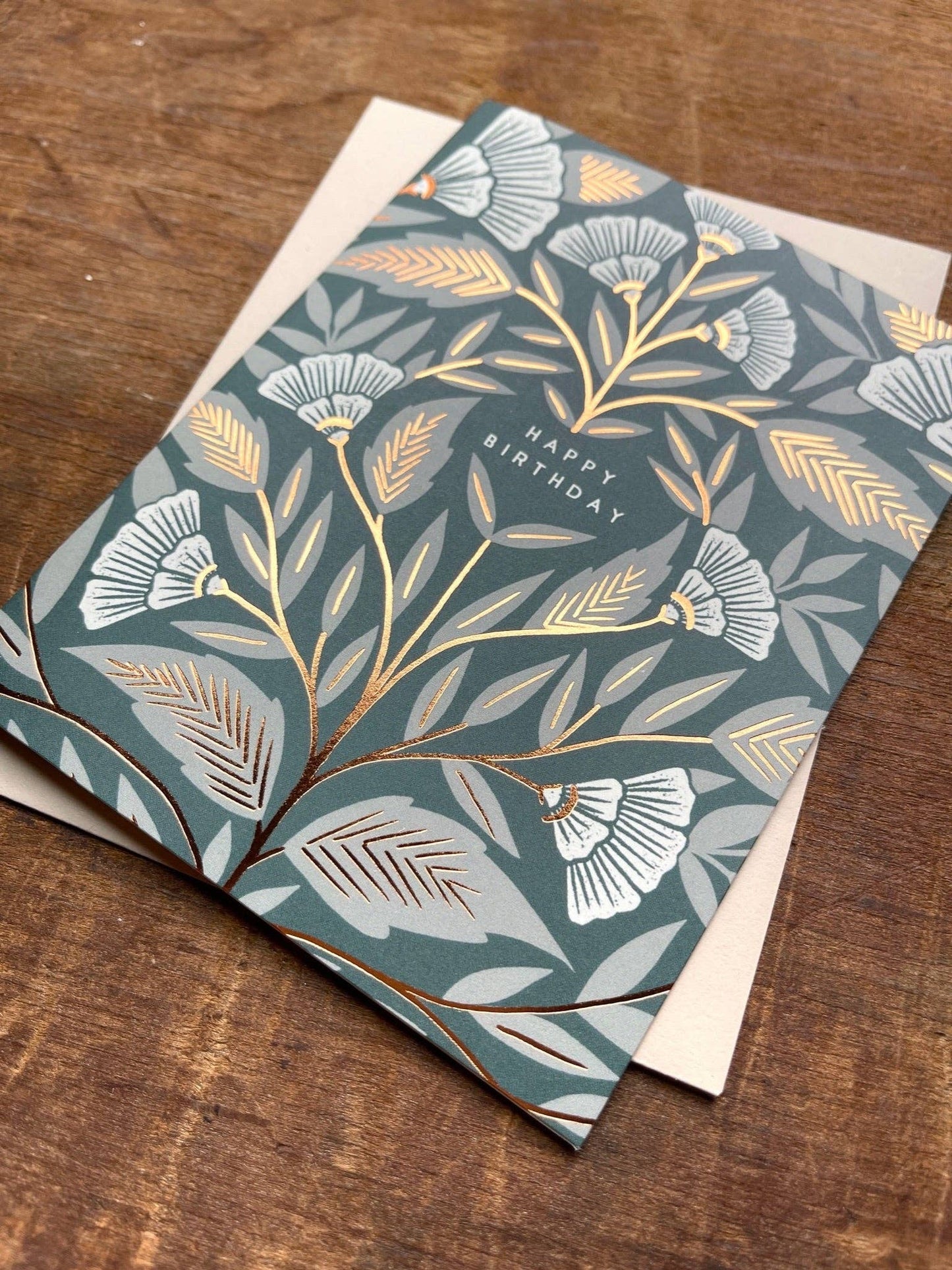 Copper Stamped Happy Birthday Card