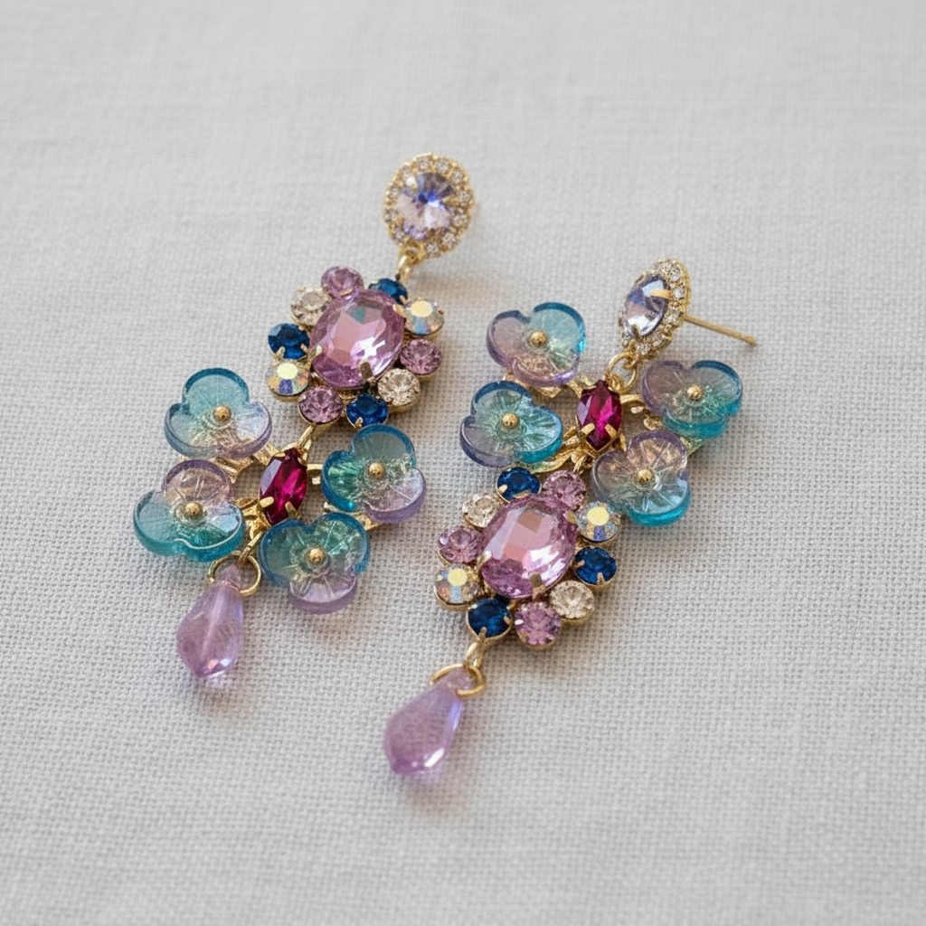 Butterflies + Flower Drop Earrings