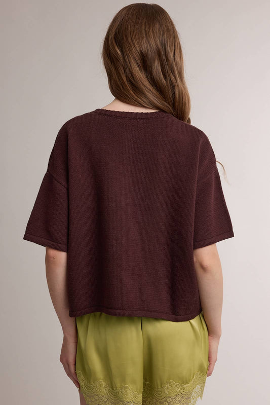 Short Sleeve Button Cardigan | Espresso