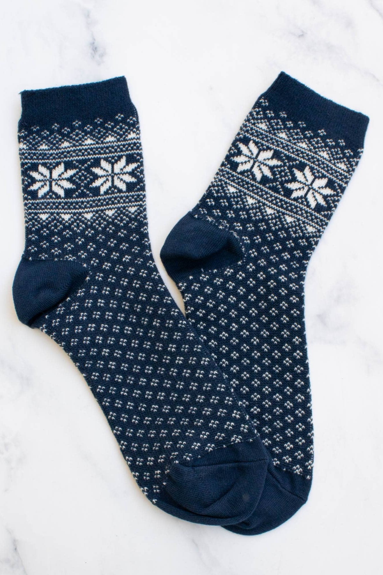 Snowflake Fair Isle Socks | Navy
