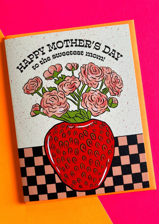 Strawberry Vase Mother's Day Card