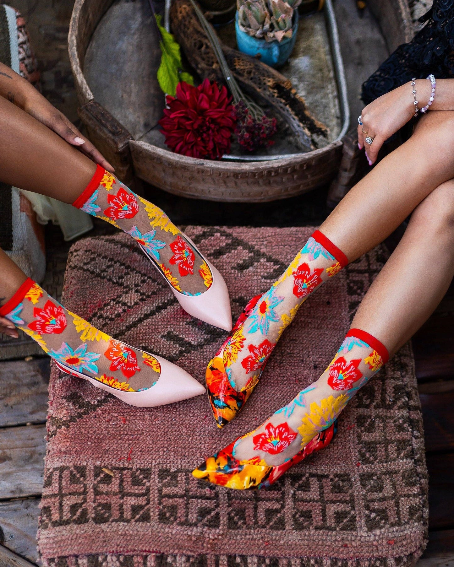 Flower Power Sheer Socks