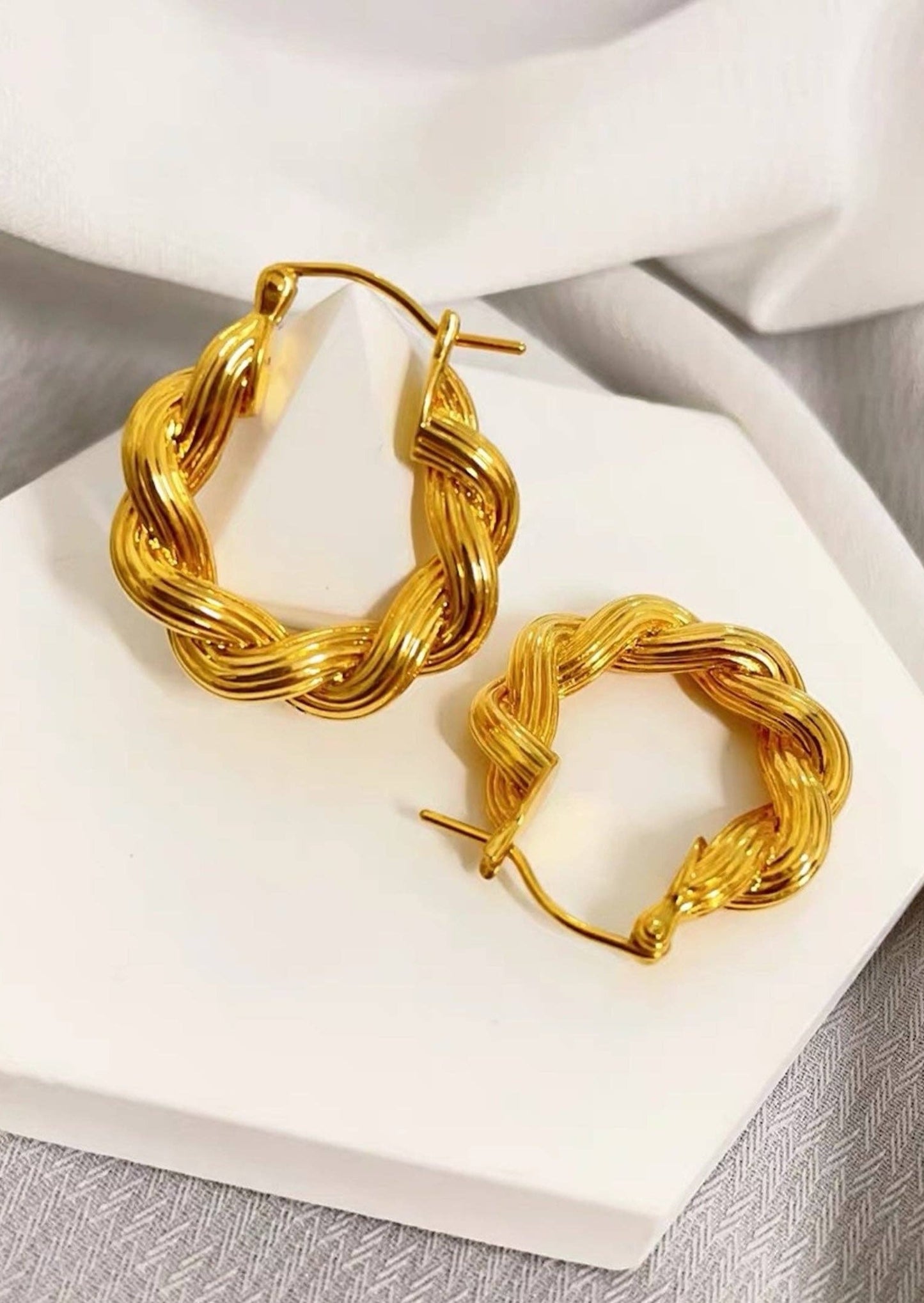 Golden Braided Hoop Earrings