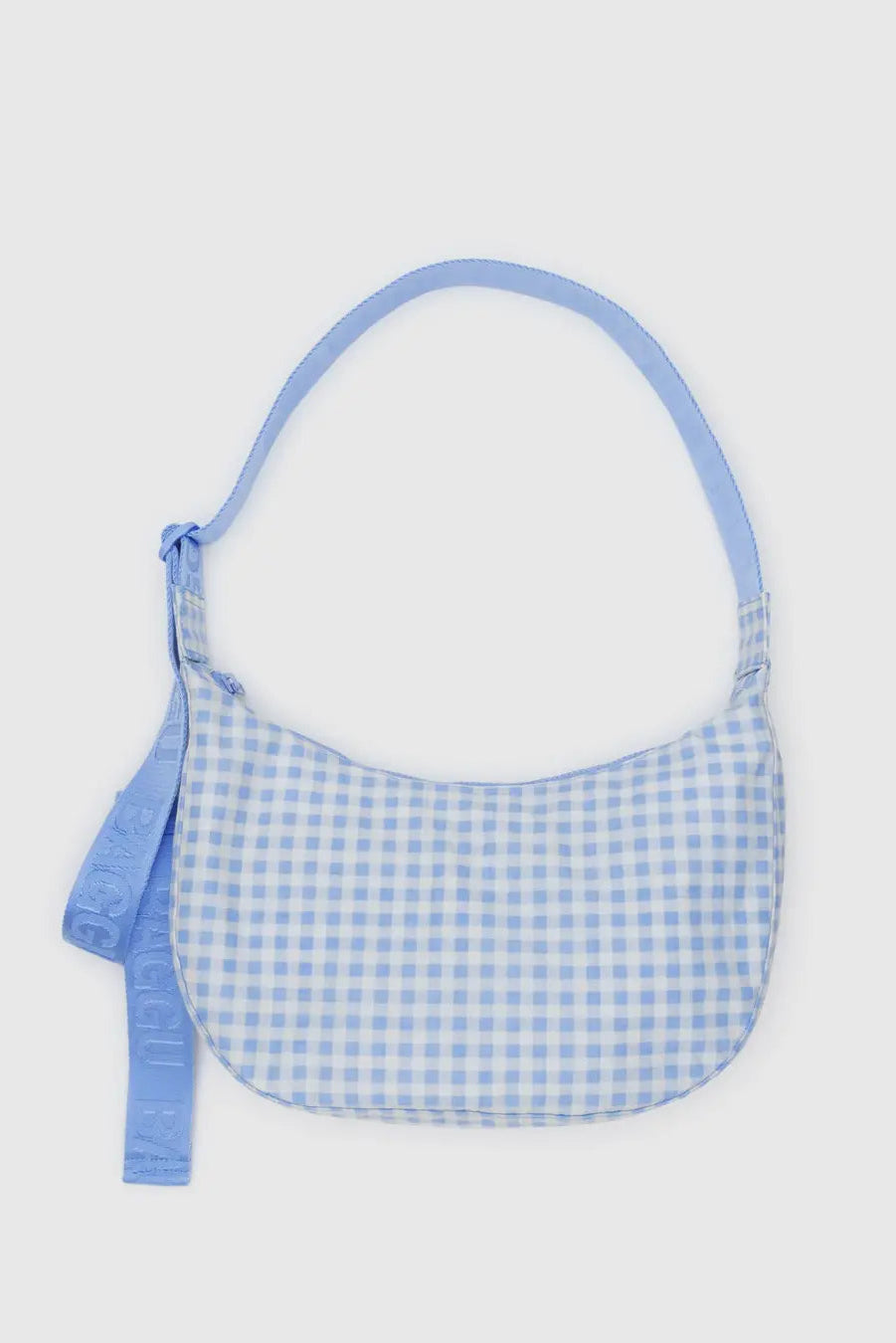 Medium Crescent Bag | Light Blue Gingham