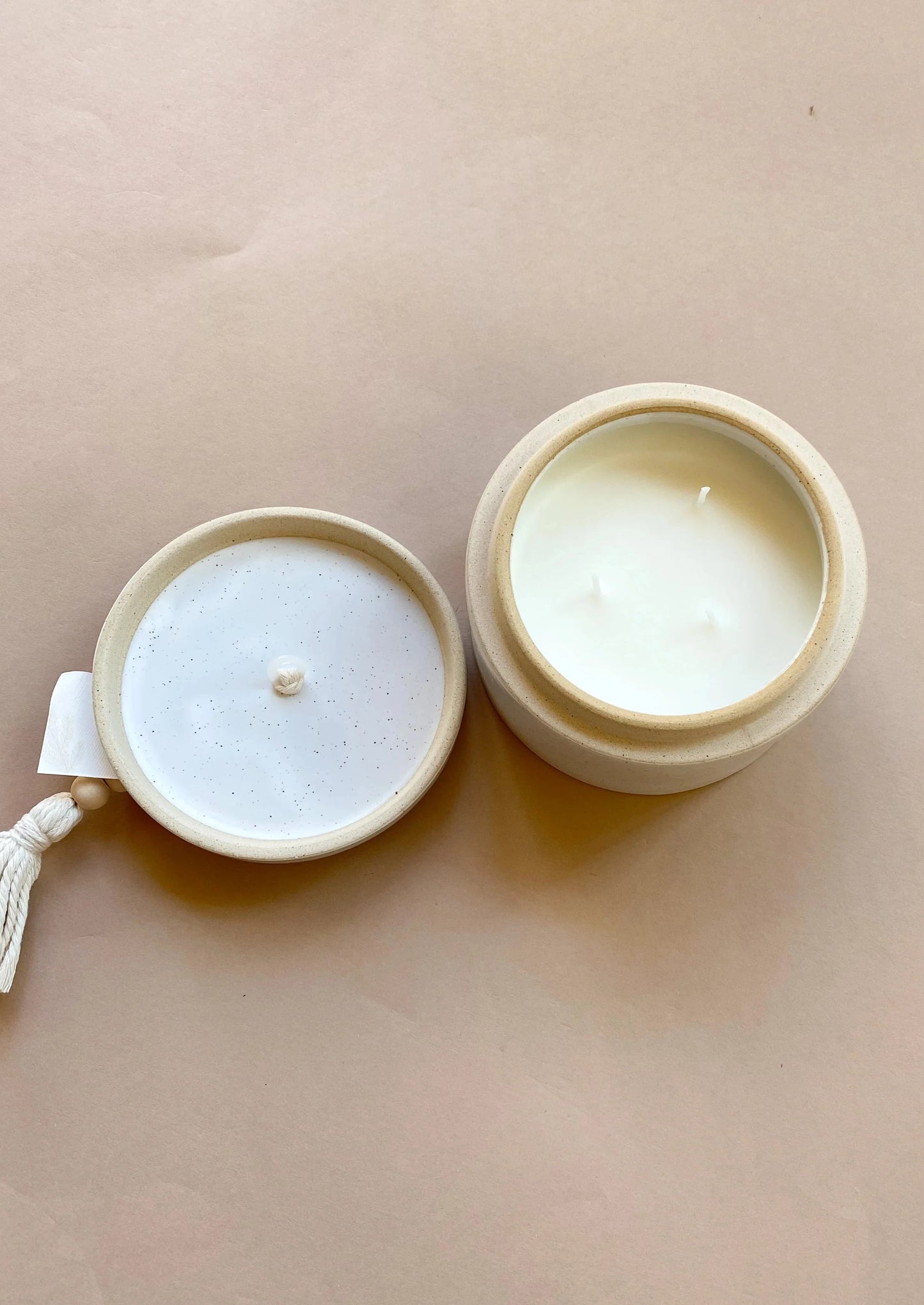 Cypress & Fir White Speckled Ceramic Candle