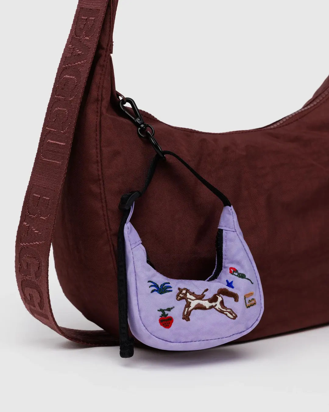 Crescent Bag Charm | Embroidered Pony