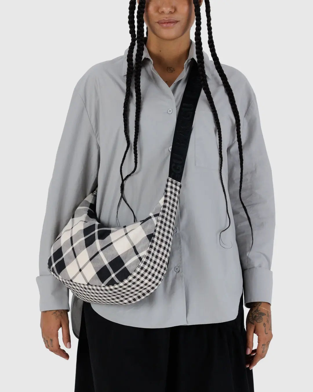 Medium Crescent Bag | Mixed Plaid