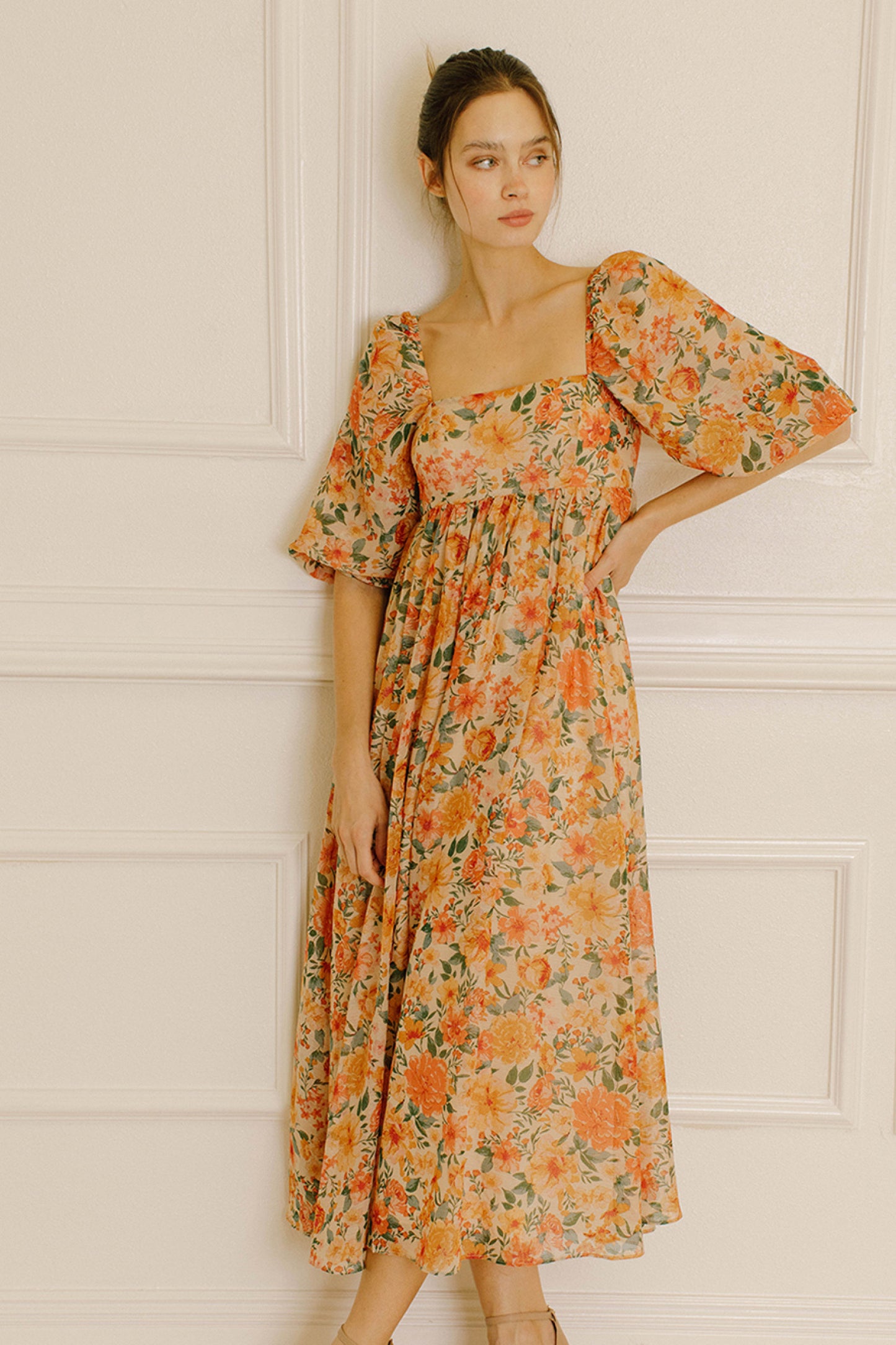 Feelin' Peachy Midi Dress