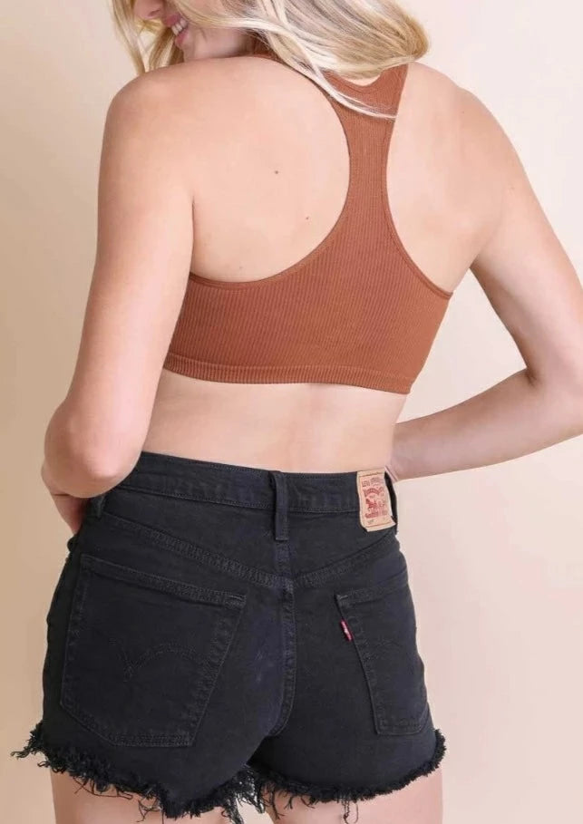 Ribbed Racer Back Bralette | Copper