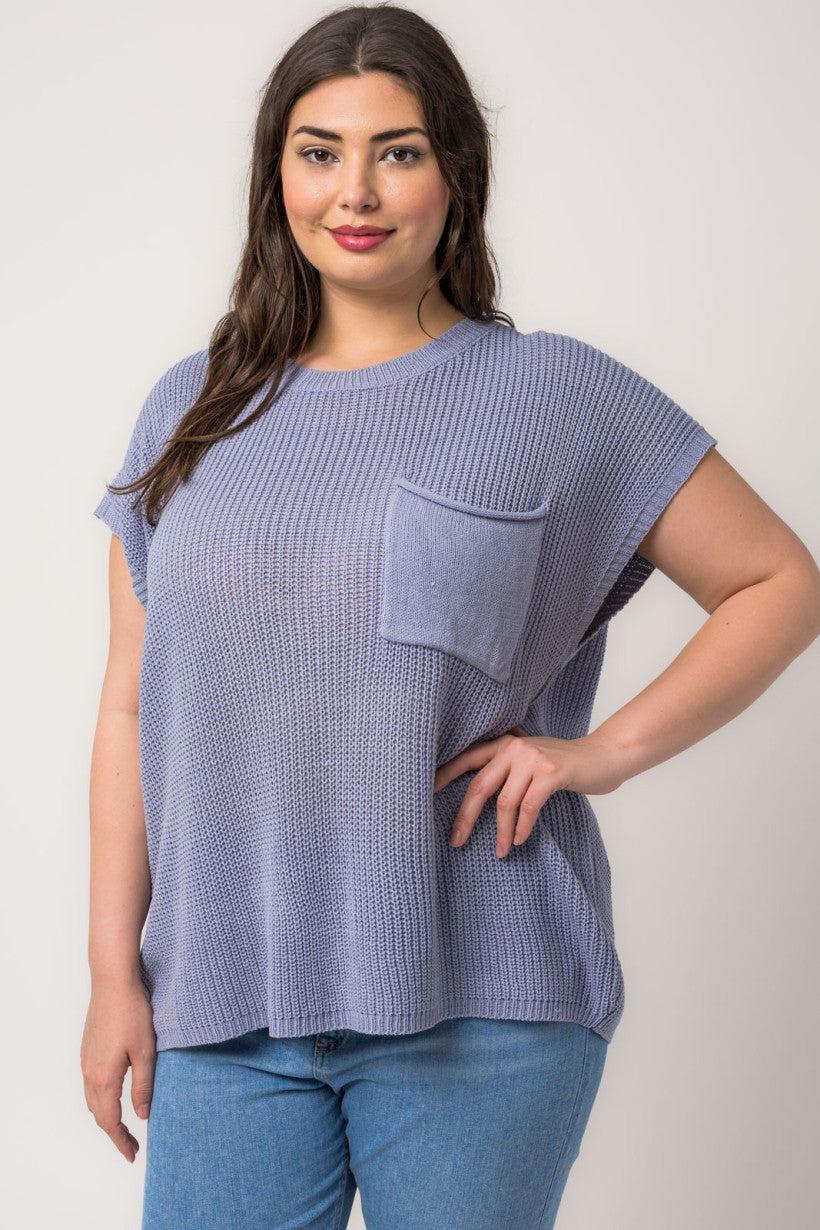 Dusty Blue Knit Top | Extended