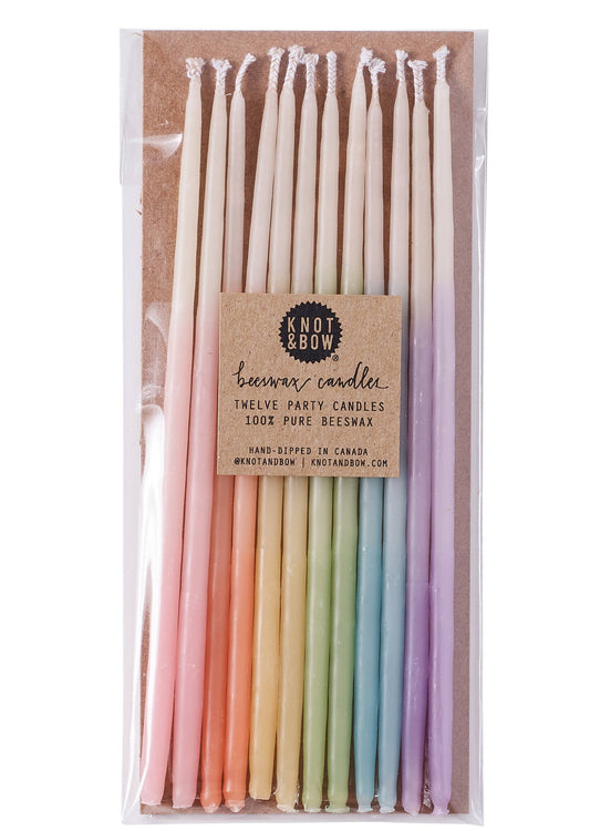 Tall Beeswax Birthday Candles | Rainbow