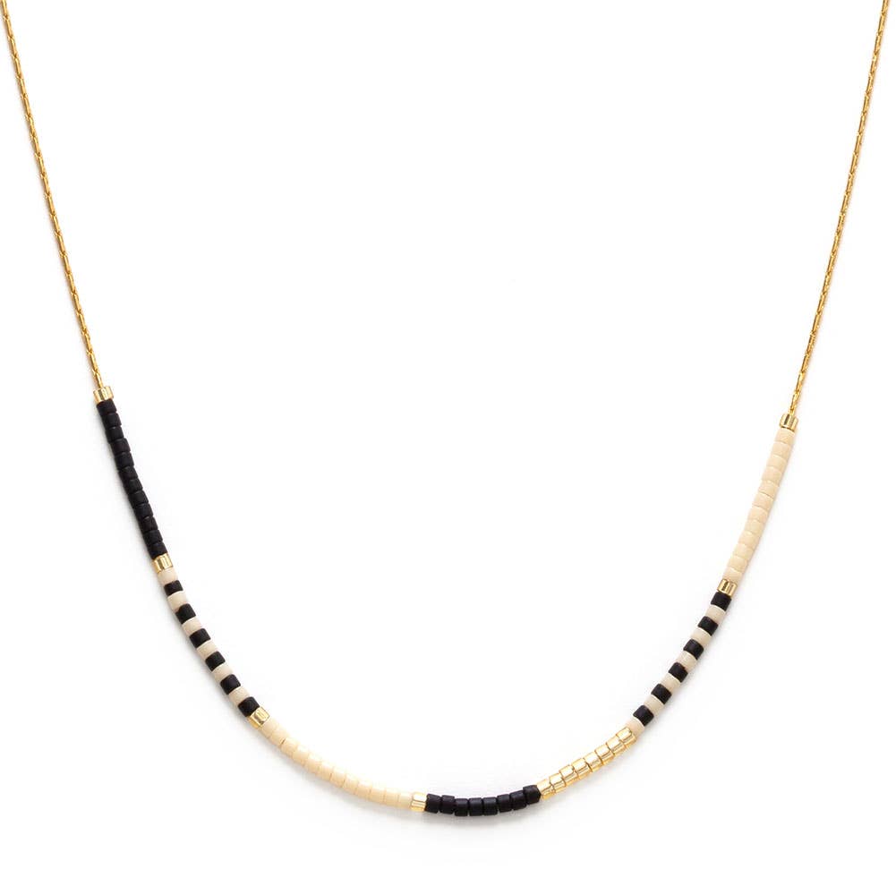 Japanese Seed Bead Necklace | Black & Bone
