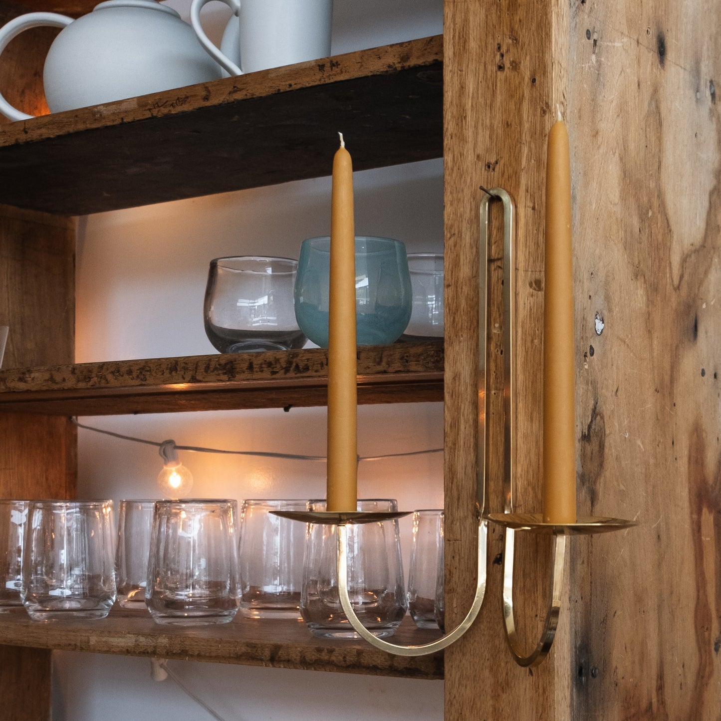 Two Arm Brass Candle Sconce