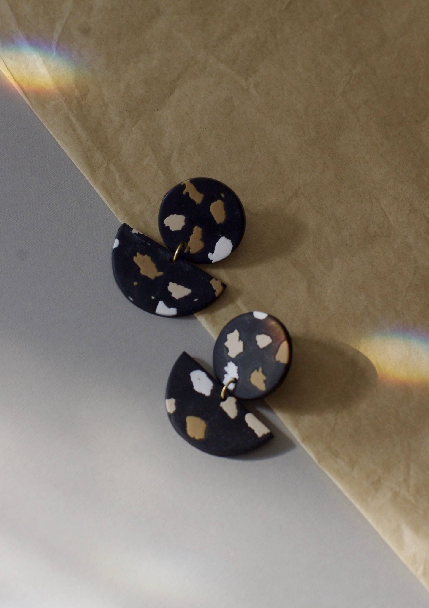 Black Terrazzo Abstract Studs
