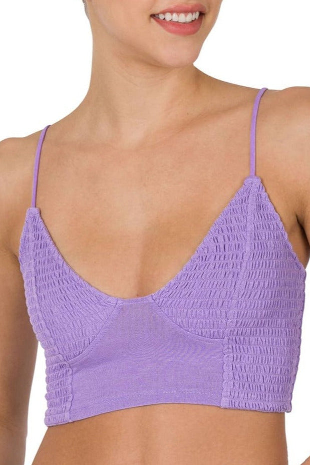 Smocked Triangle Bralette | Lavender