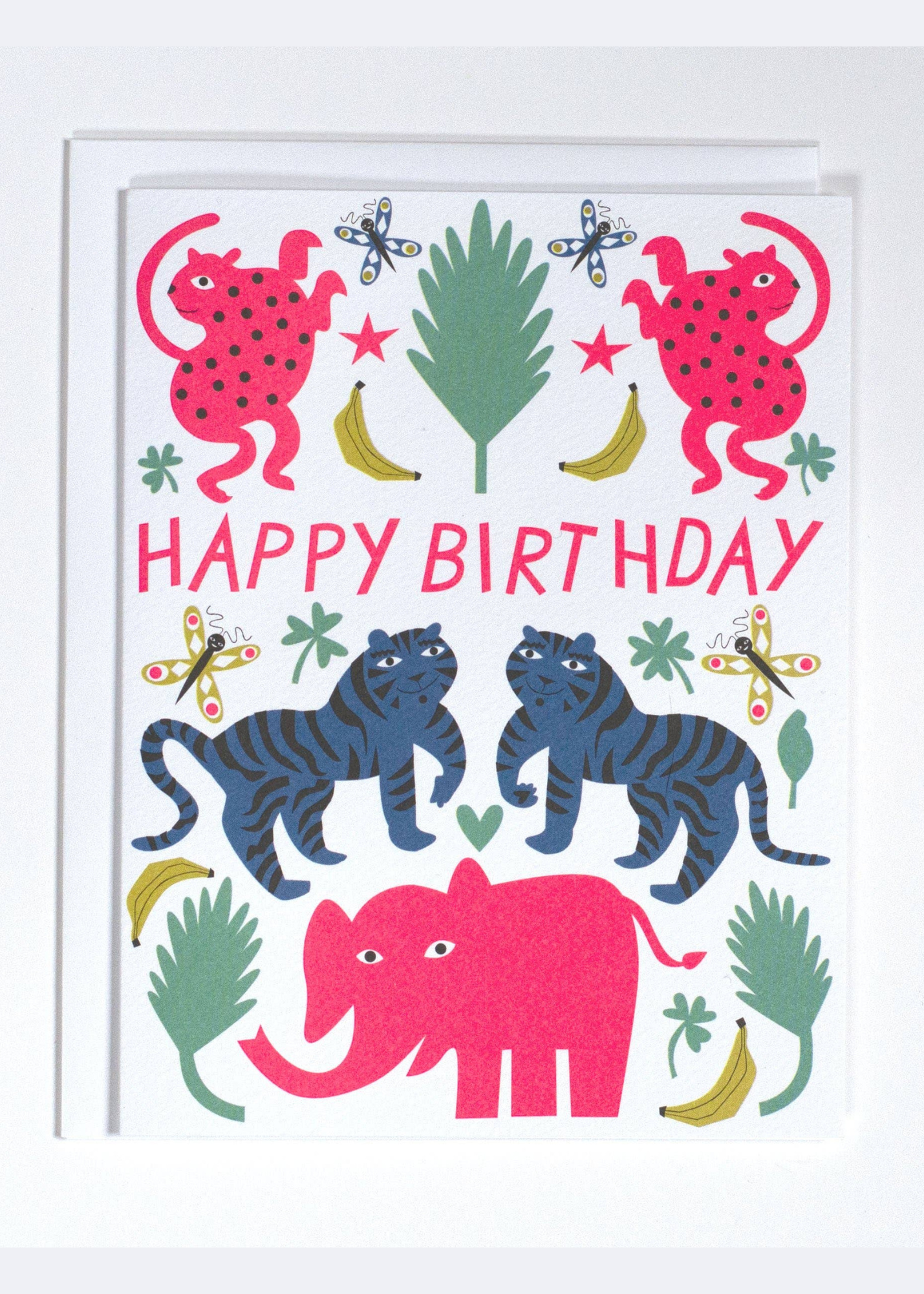 Tigers, Cheetahs, Elephant Happy Birthday Card