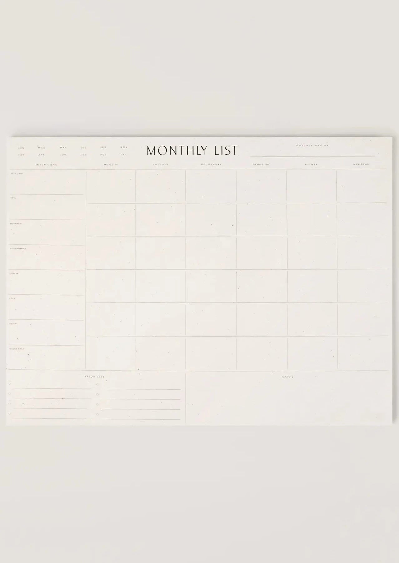 Monthly List Pad
