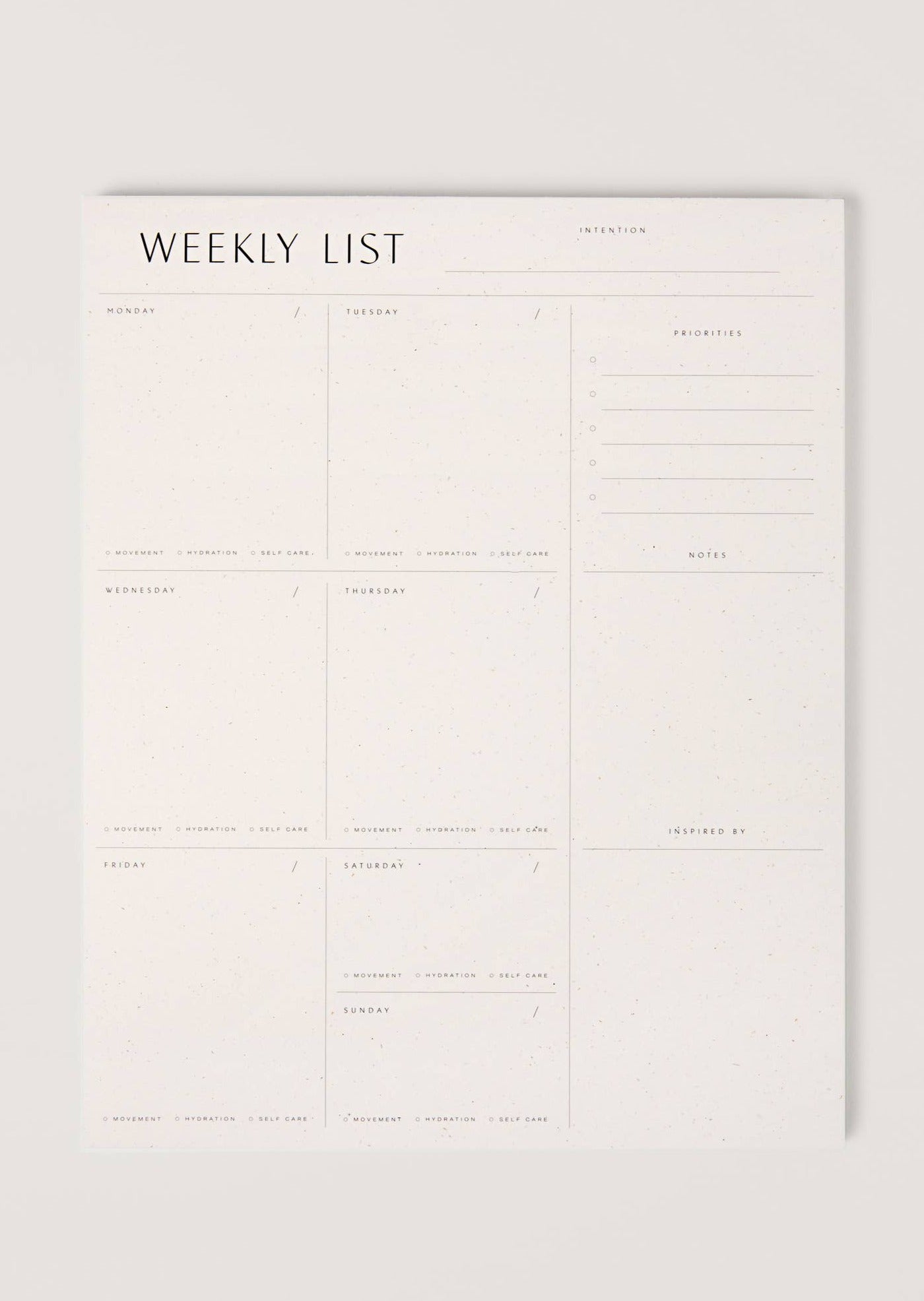 Weekly List Pad