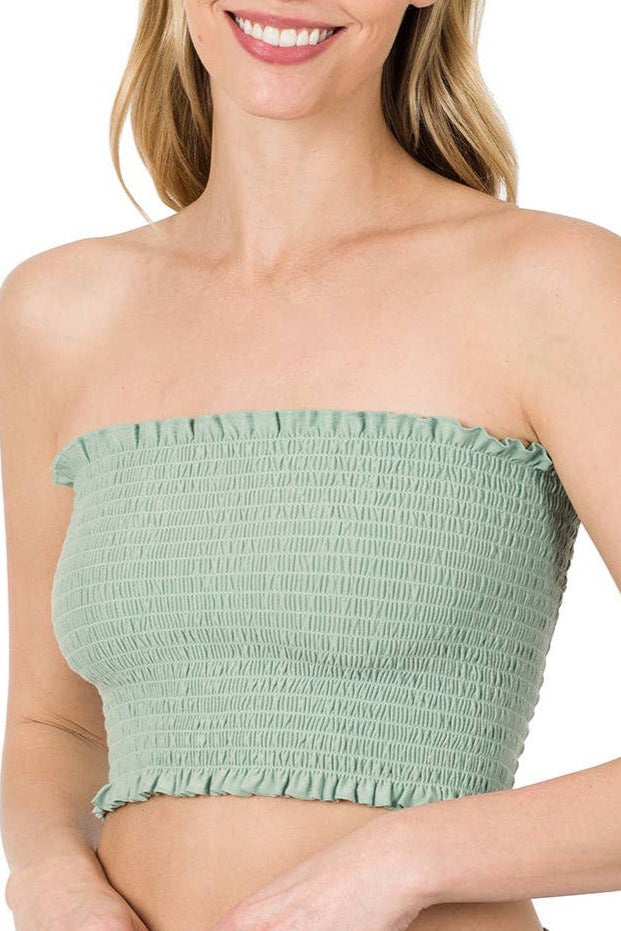 Smocked Tube Top | Dusty Green