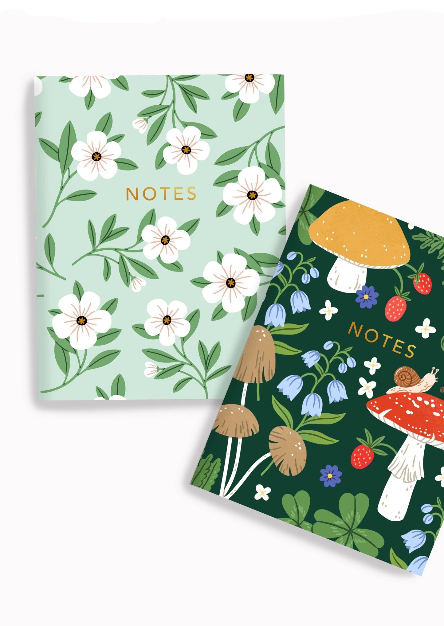 Pocket Notebook Set | Mushrooms + Minty Floral