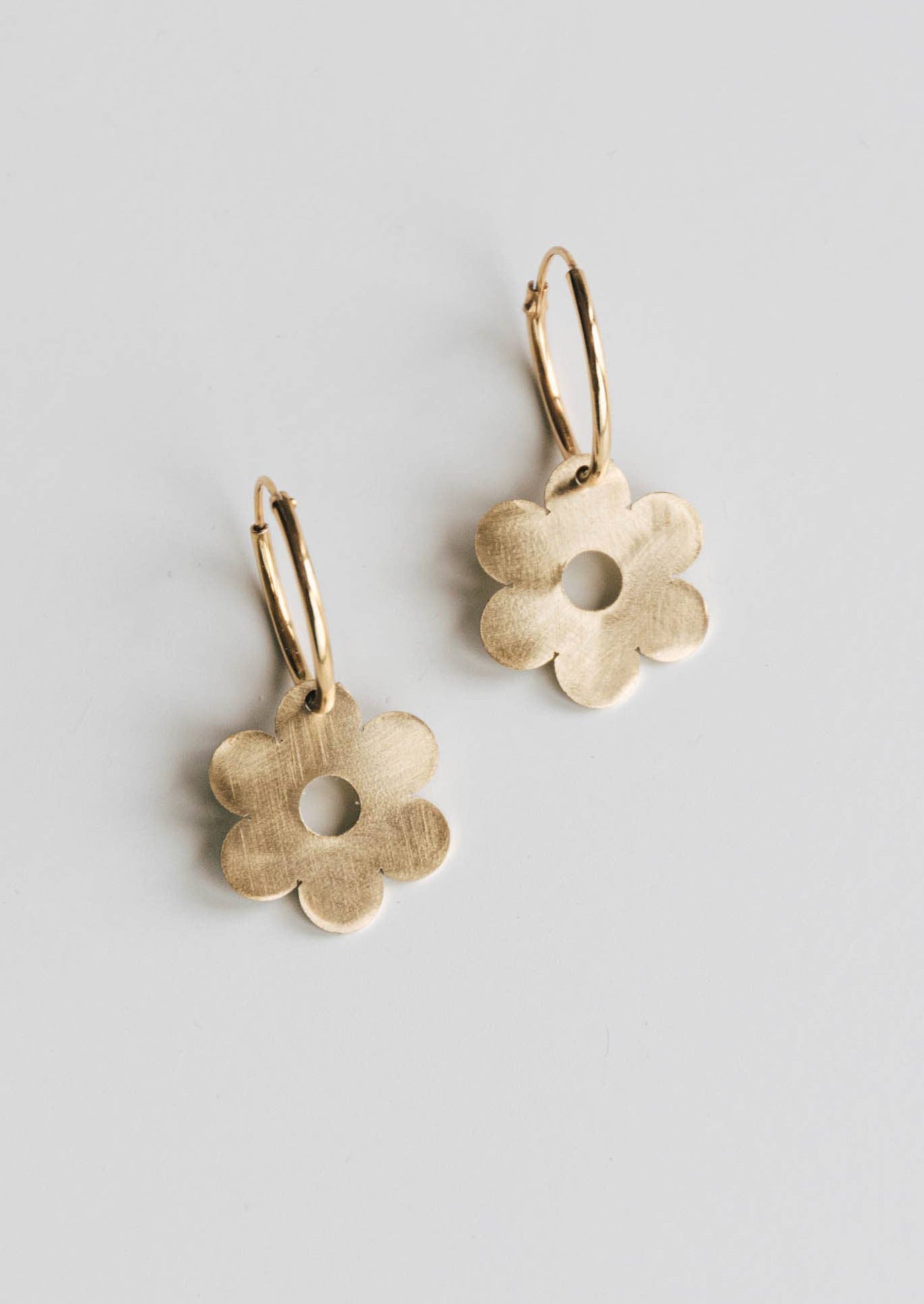 Brass Flower Hoops