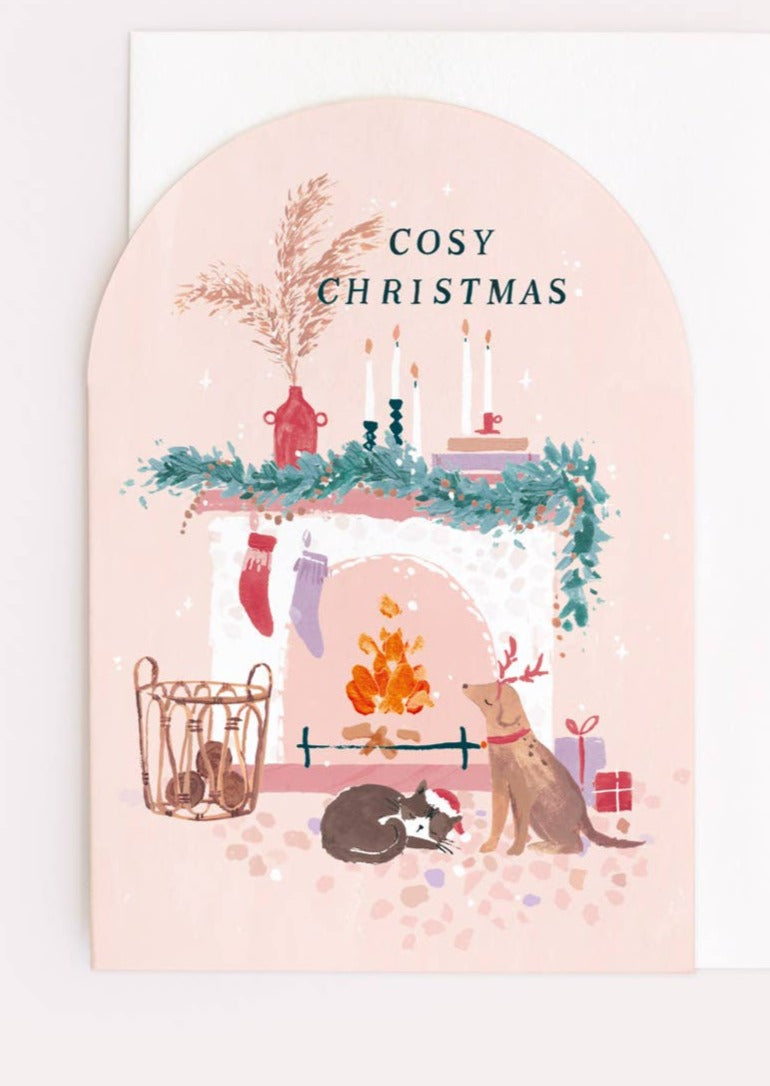 Cosy Fireplace Christmas Card
