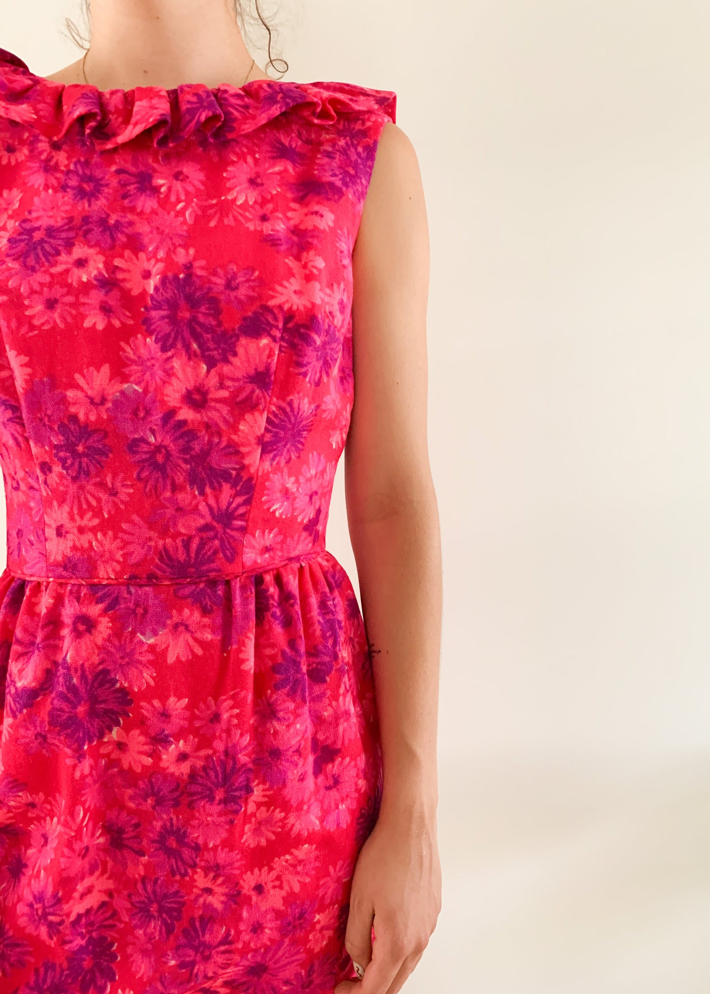 Pink Floral Ruffle Dress