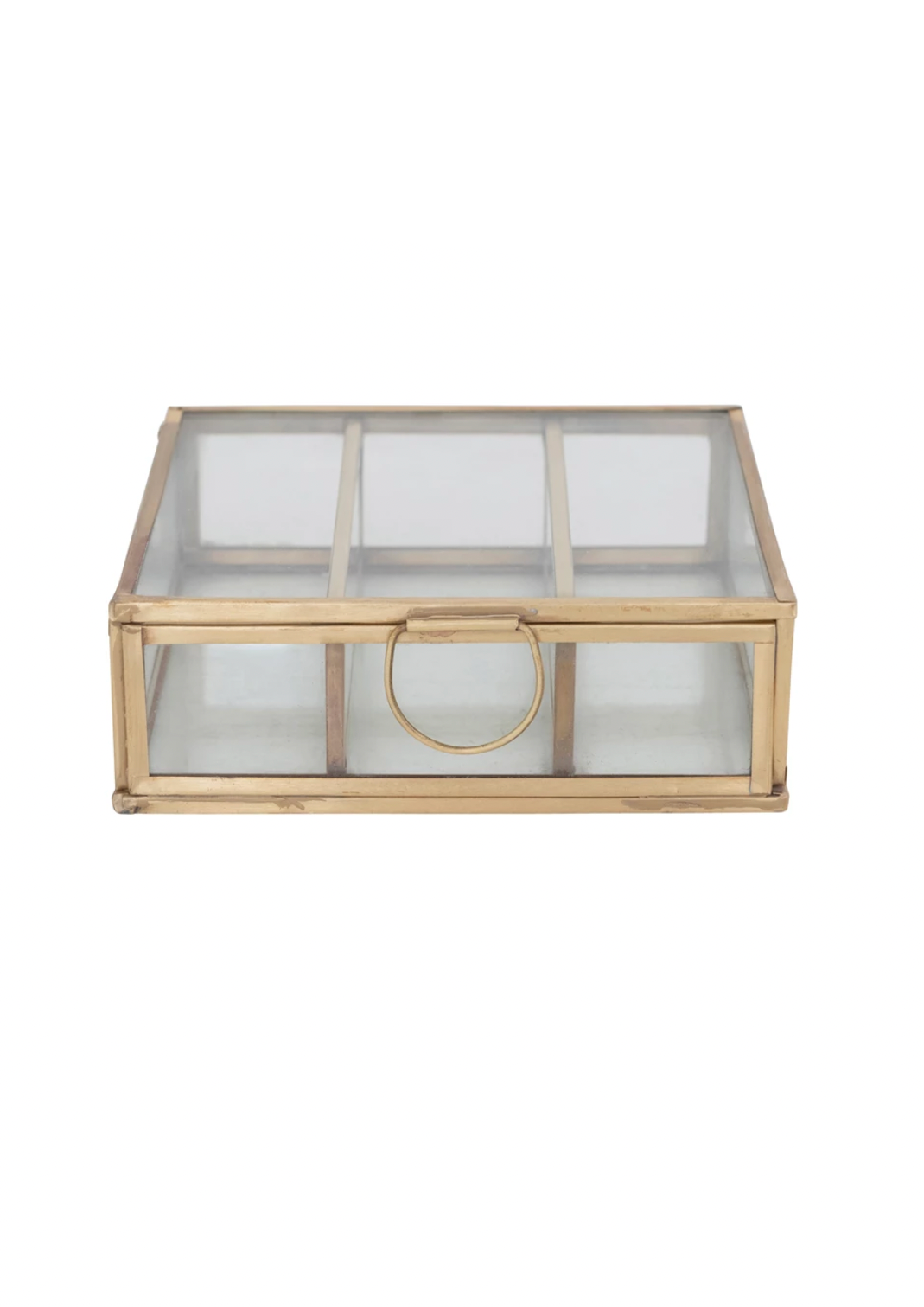 Three Compartment Brass and Glass Box