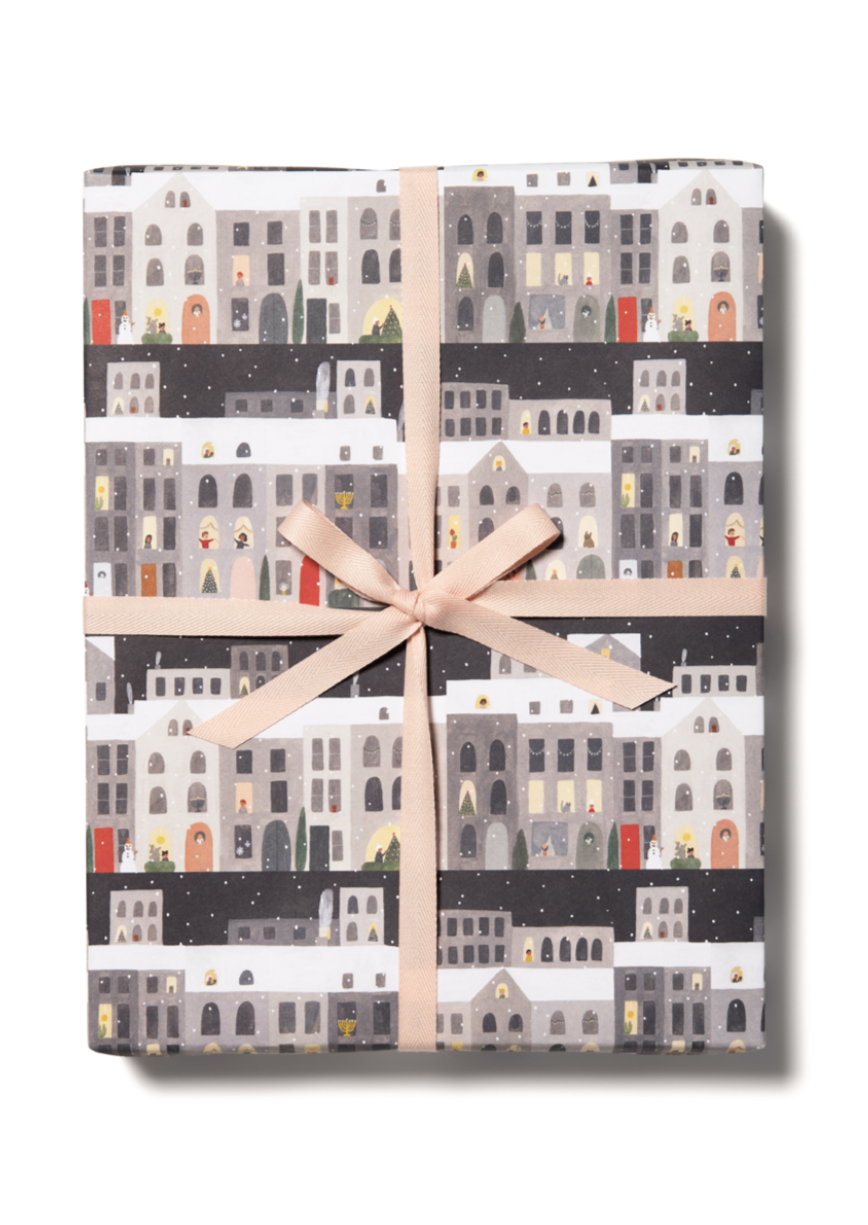 City Snow Holiday Roll Wrap