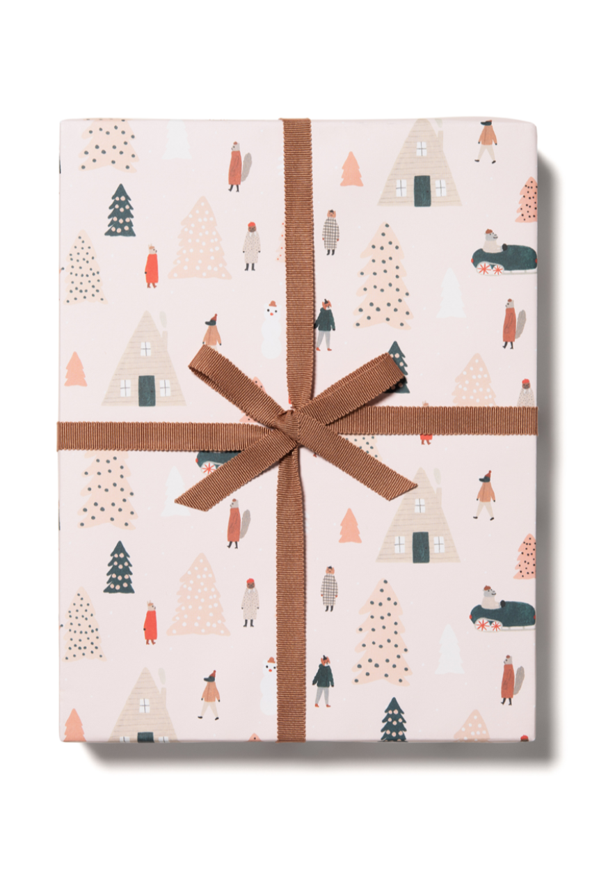 Pink Trees Holiday Roll Wrap