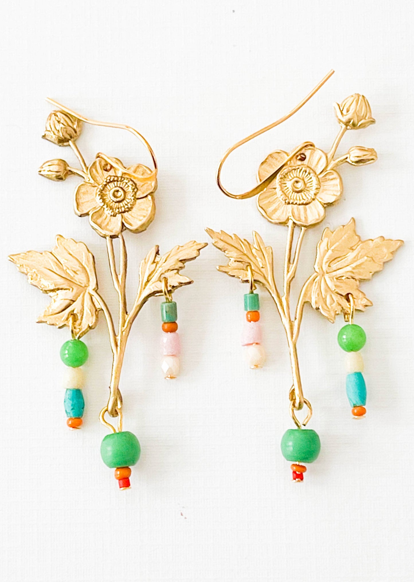 Flower Statement Earrings | Green