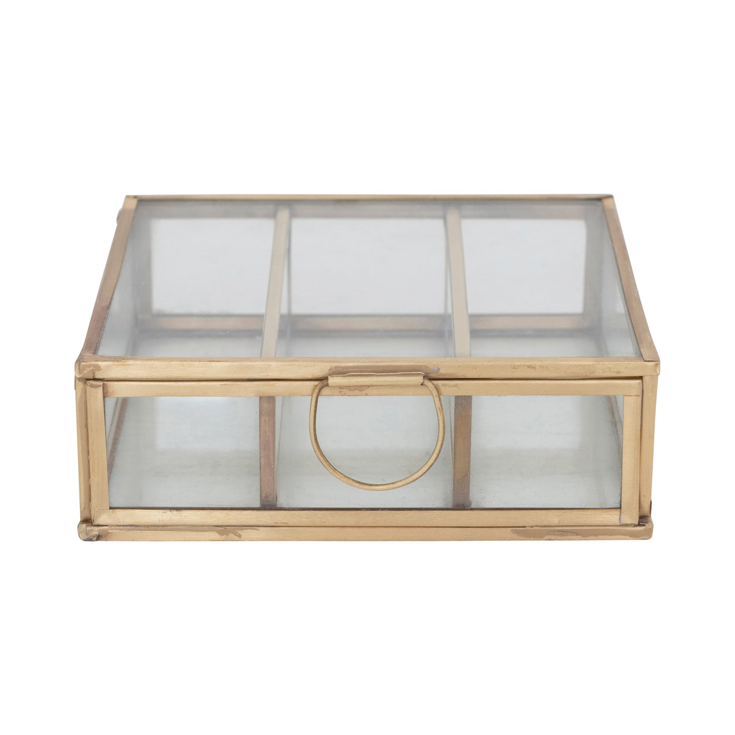 Three Compartment Brass and Glass Box
