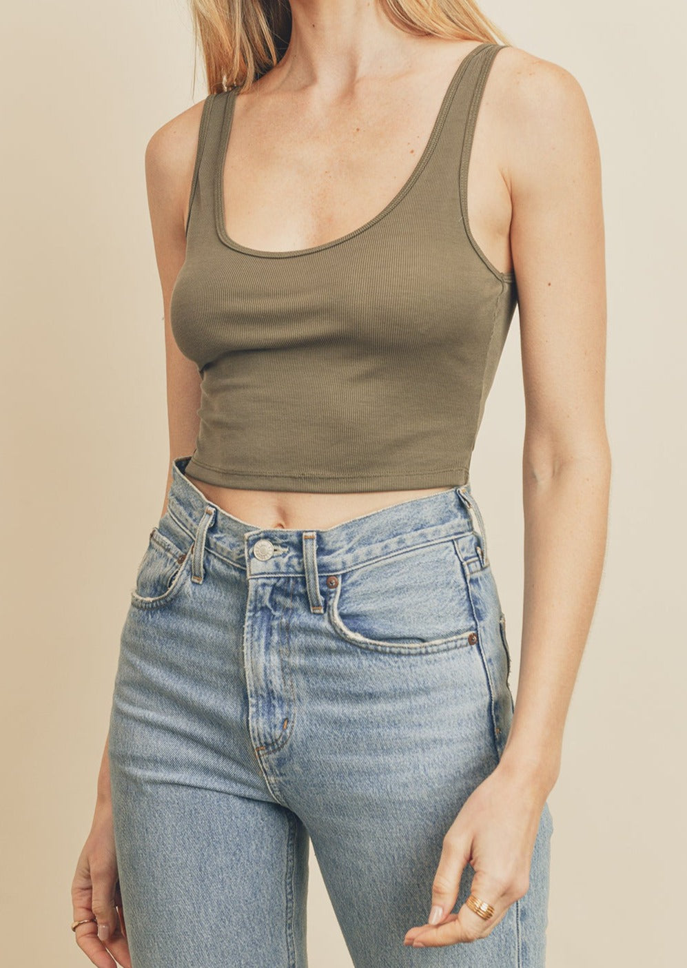 Double Scoop Tank | Olive