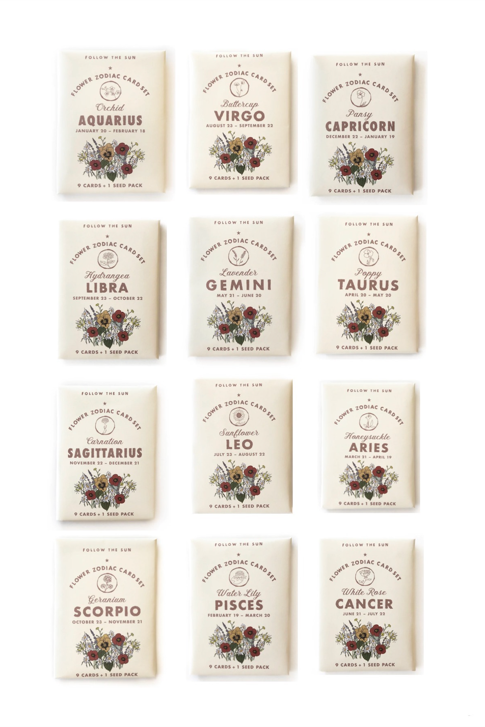 Flower Zodiac Card Pack Set