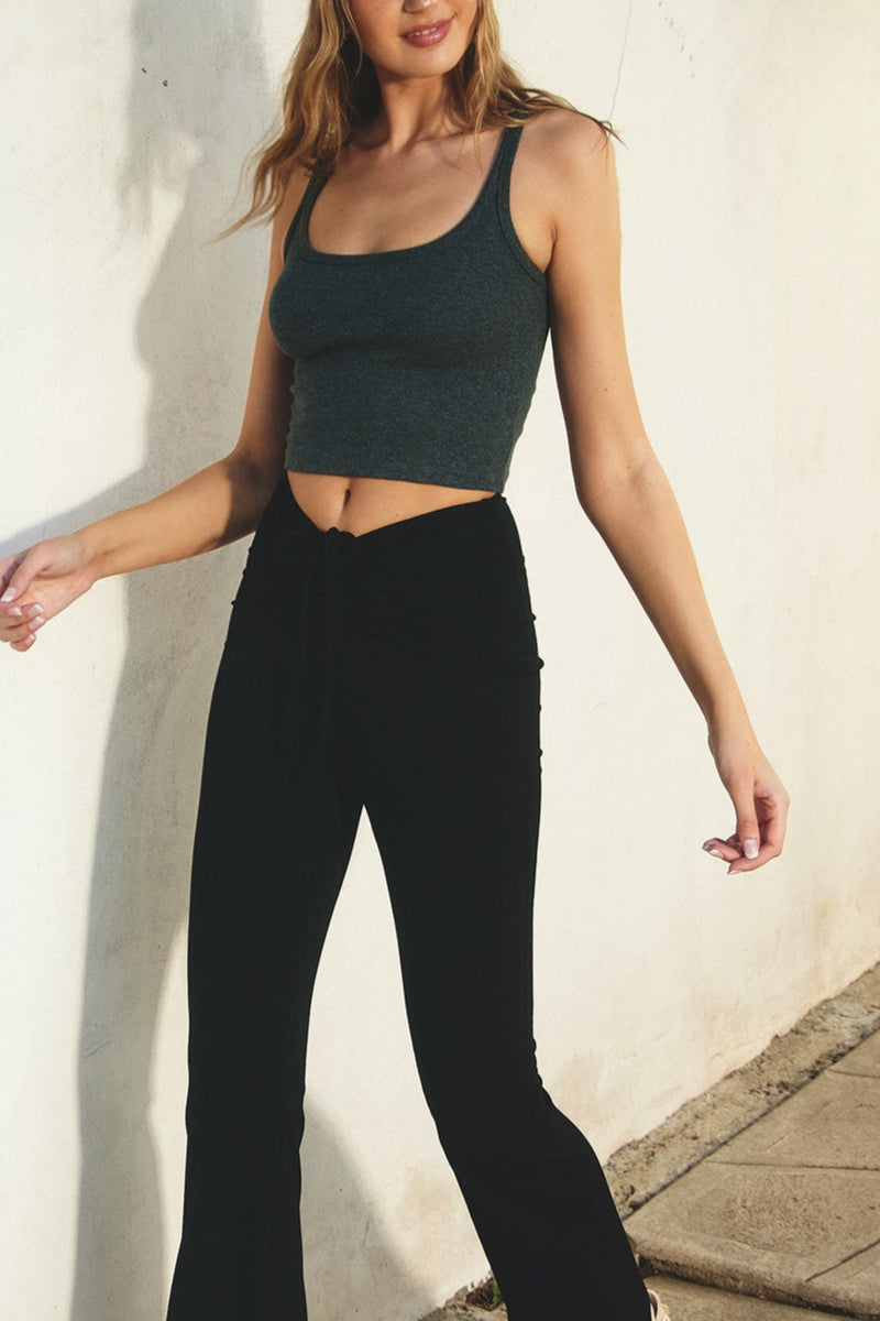 Micro Rib Knit Tank | Charcoal