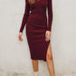 Double V-Neck Sweater Dress