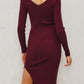 Double V-Neck Sweater Dress