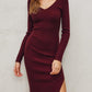 Double V-Neck Sweater Dress