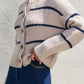 Oxford Striped Cardigan | Sea Shell + Navy
