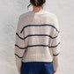 Oxford Striped Cardigan | Sea Shell + Navy