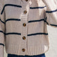 Oxford Striped Cardigan | Sea Shell + Navy