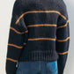 Oxford Striped Cardigan | Navy + Mocha