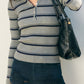 In Session Stripe Top | Grey + Navy