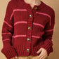 Oxford Striped Cardigan | Burgundy + Pink
