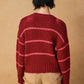 Oxford Striped Cardigan | Burgundy + Pink