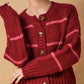 Oxford Striped Cardigan | Burgundy + Pink