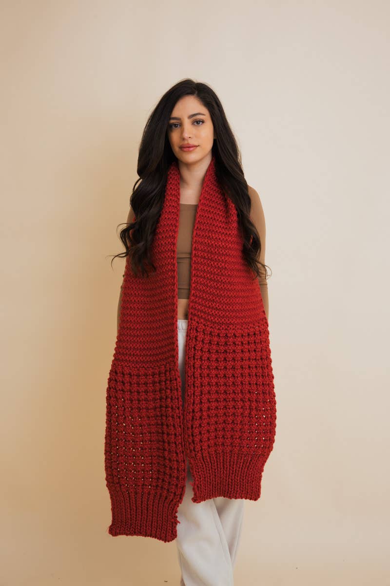Waffle Knit Scarf | Raspberry