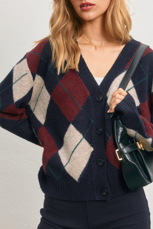 As If Argyle Cardigan