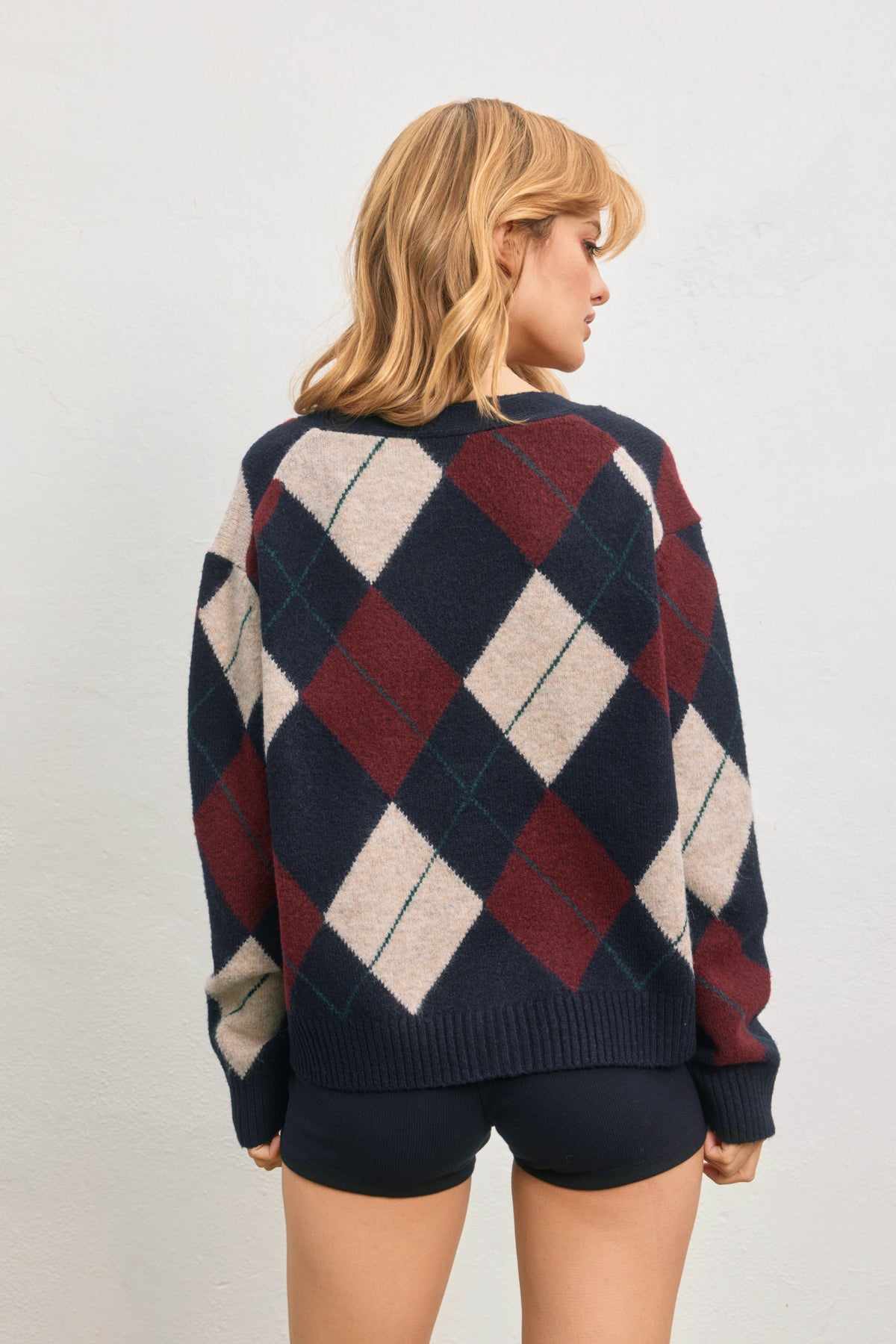 As If Argyle Cardigan
