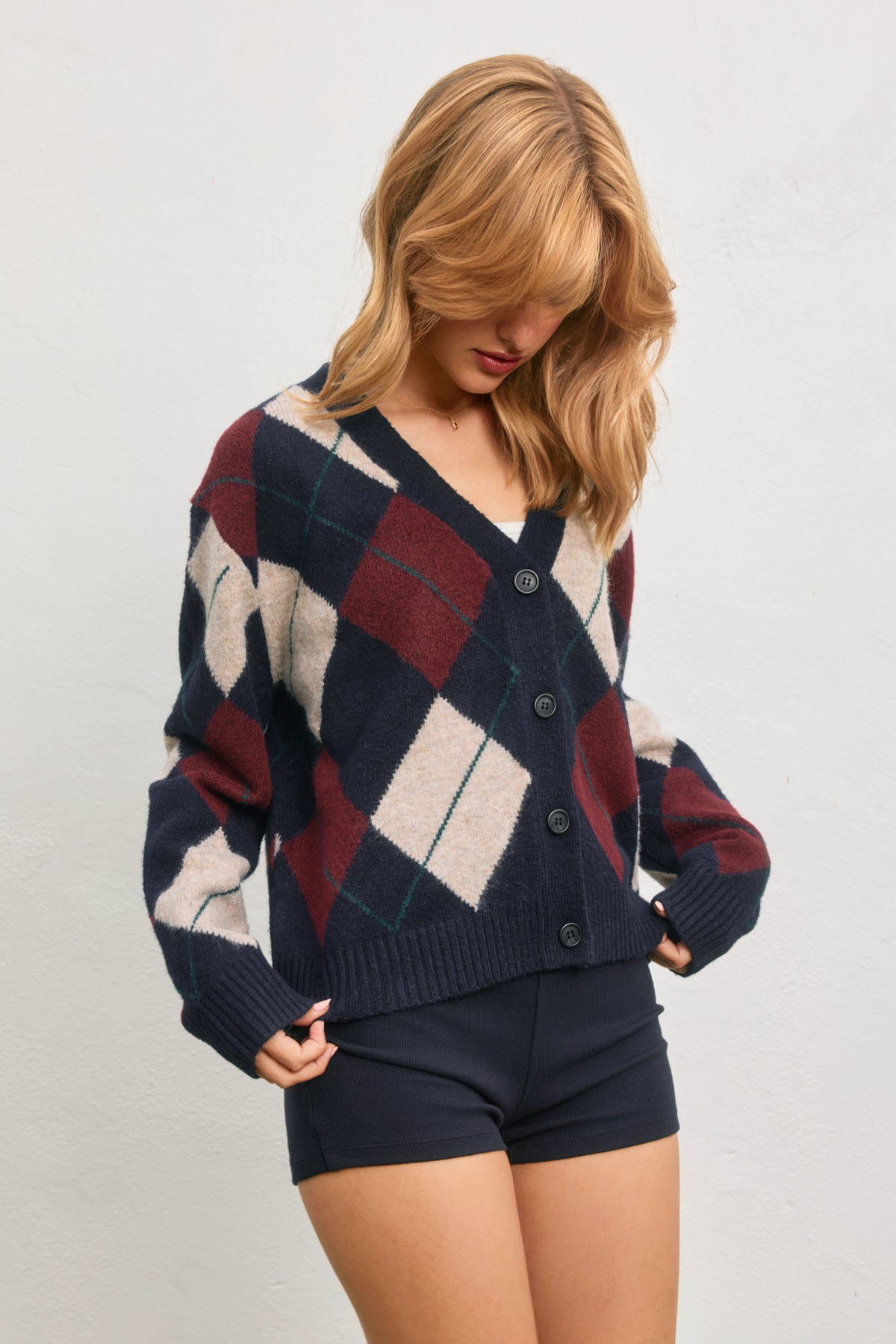 As If Argyle Cardigan